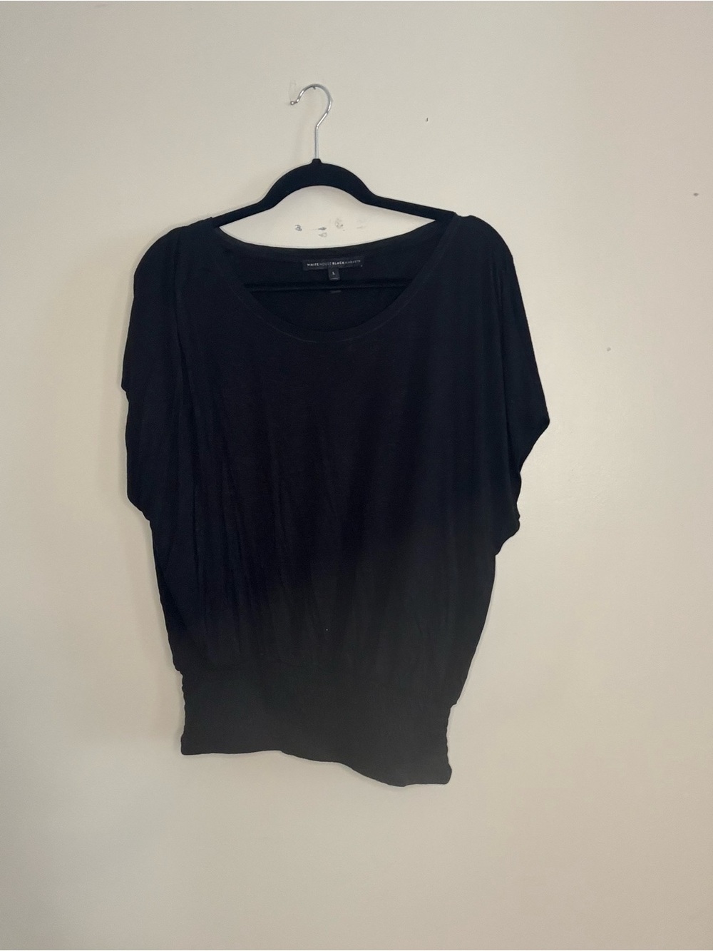 White House Black Market Black Short Sleeve Scoop Neck Tee